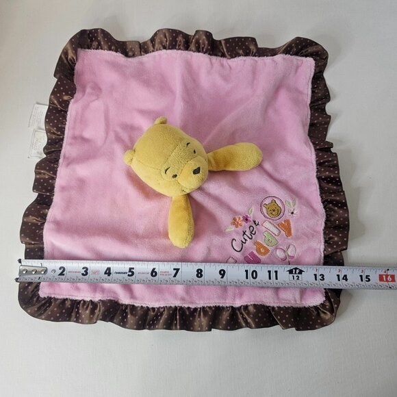 Disney Winnie The Pooh Lovey Rattle Pink Brown Satin Polka Security Blanket Cute - Picture 12 of 15